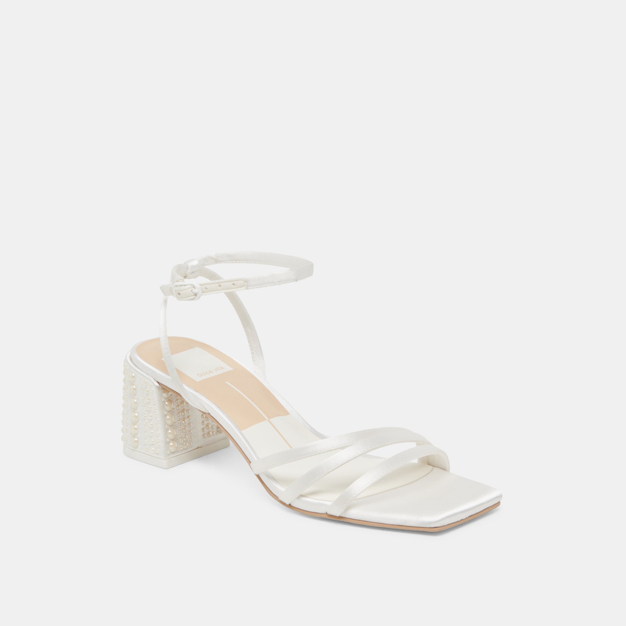 Dolce Vita SHOES | YSABEL PEARL HEELS TRUE WHITE SATIN
 – Dolce Vita
