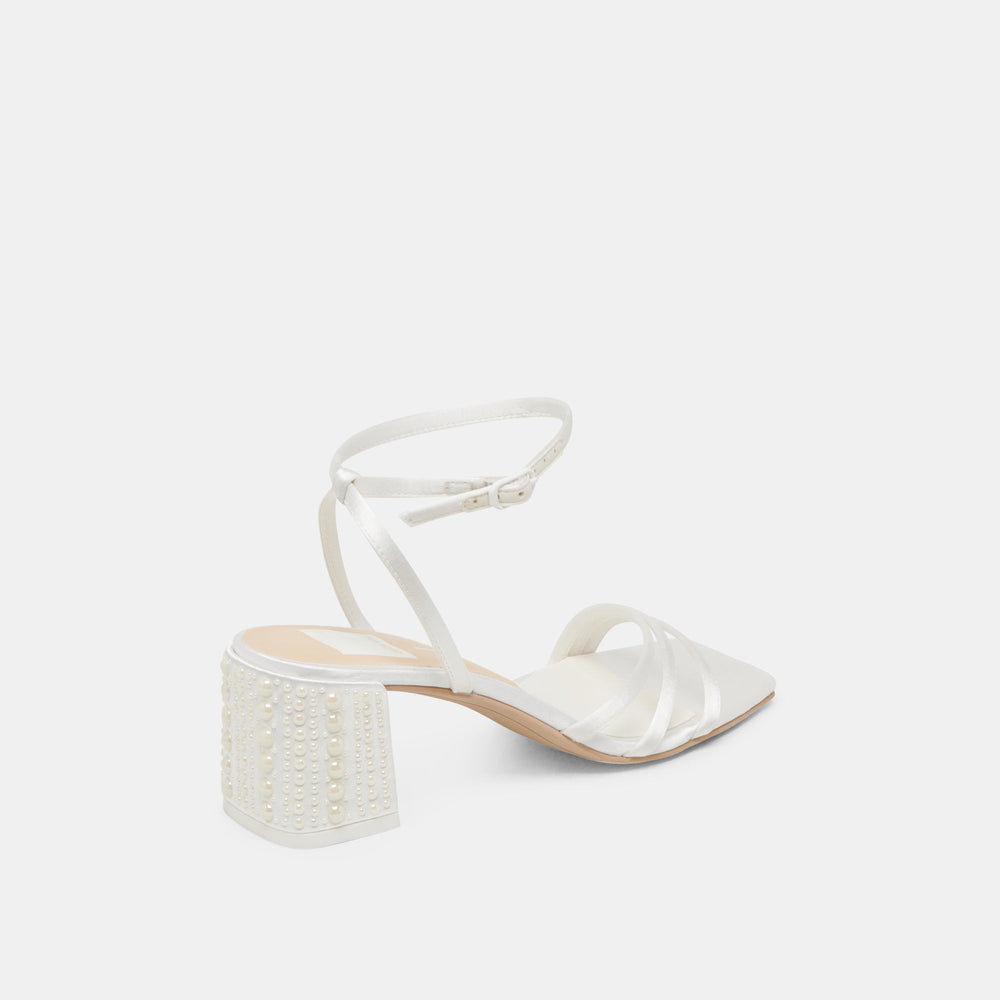 Dolce Vita SHOES | YSABEL PEARL HEELS TRUE WHITE SATIN
 – Dolce Vita
