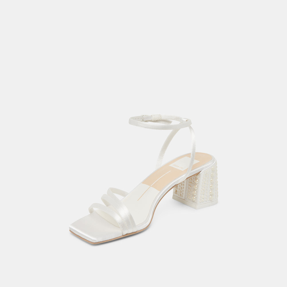Dolce Vita SHOES | YSABEL PEARL HEELS TRUE WHITE SATIN
 – Dolce Vita