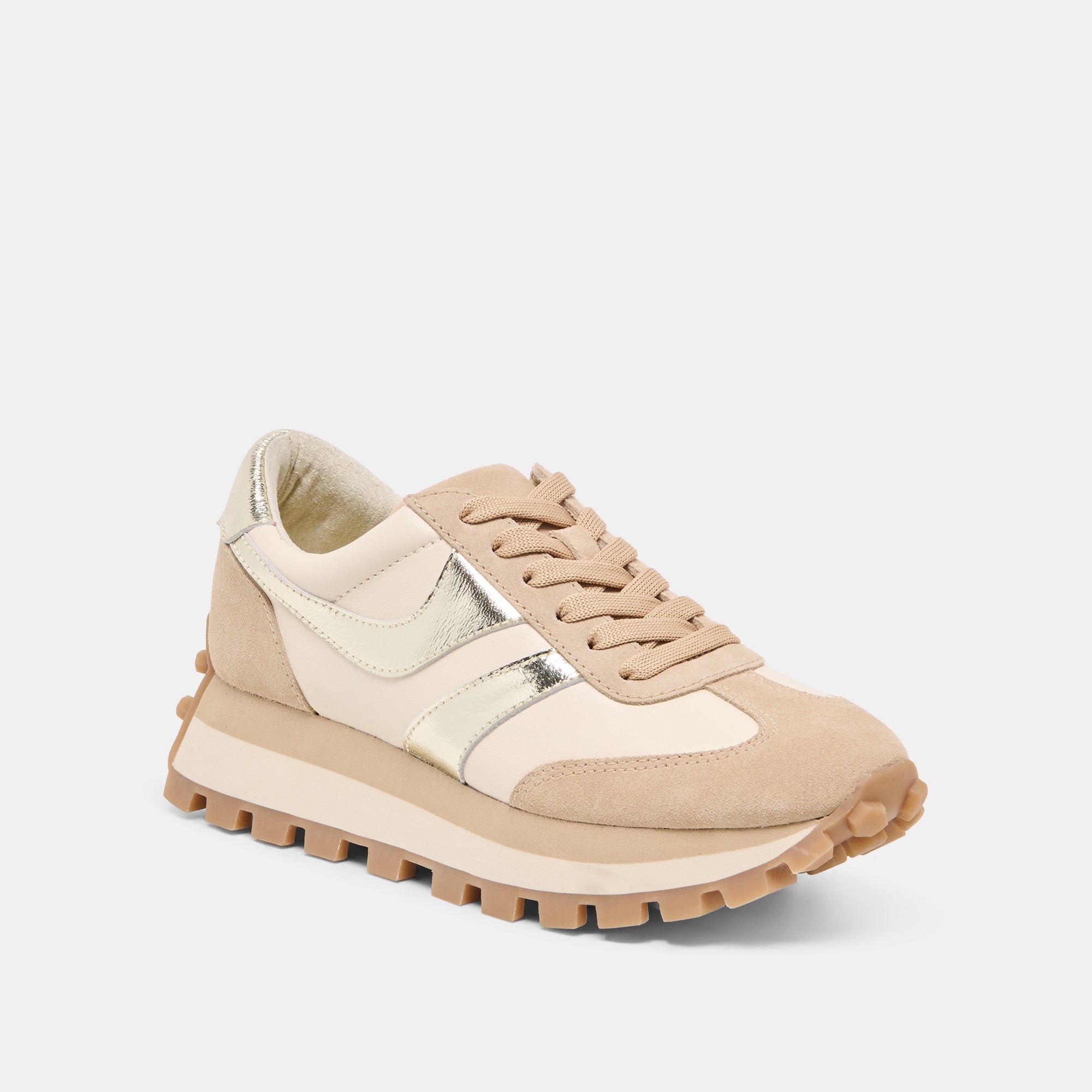 Dolce Vita SHOES | TRESA White Gold Suede Platform Sneakers