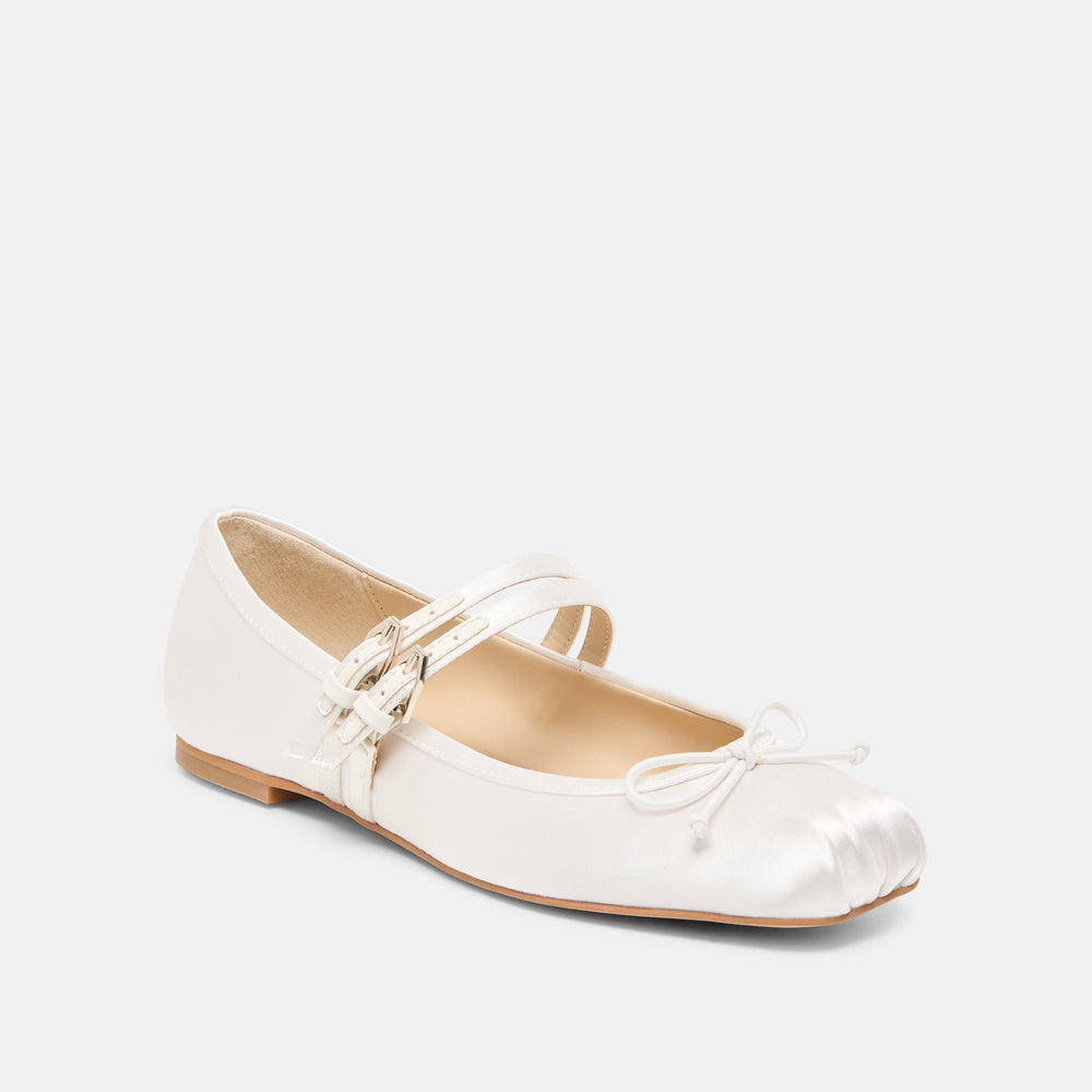 Dolce Vita SHOES | Gibsen True White Satin Ballet Flats