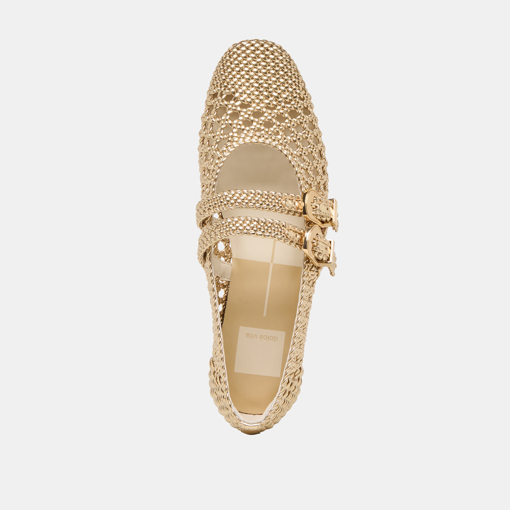 Dolce Vita SHOES | Baylee Gold Woven Stella Ballet Flats