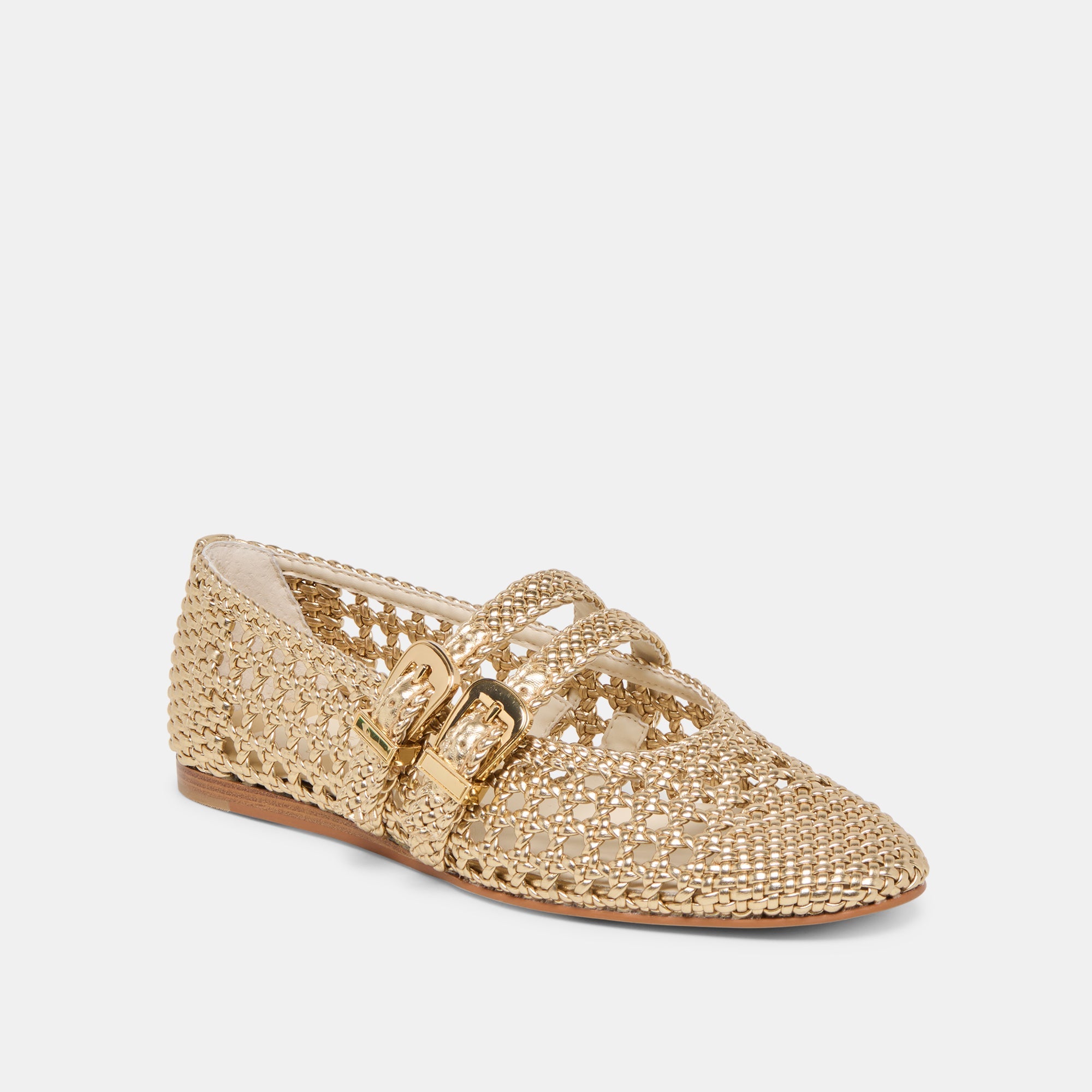 Dolce Vita SHOES | Baylee Gold Woven Stella Ballet Flats