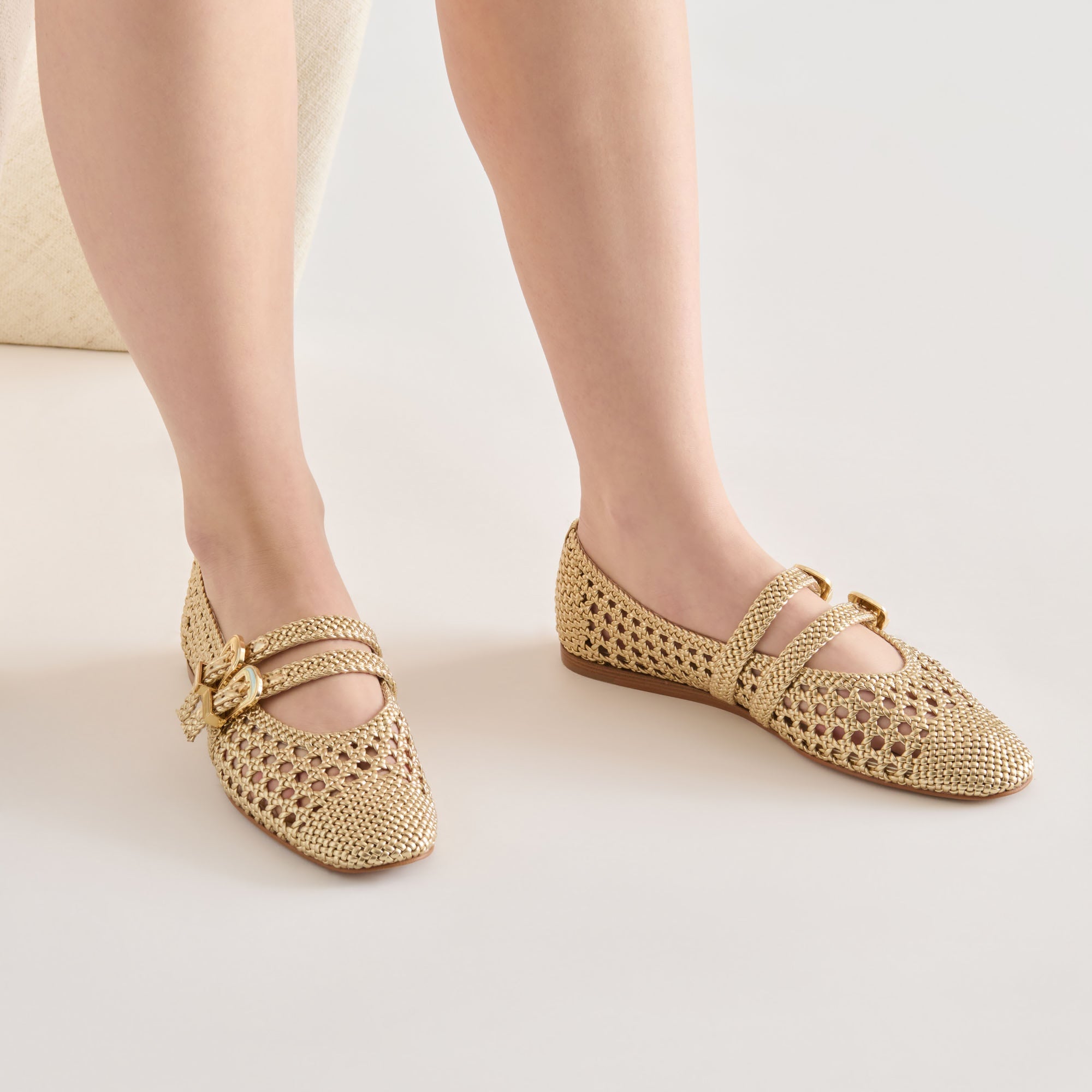 Dolce Vita SHOES | Baylee Gold Woven Stella Ballet Flats
