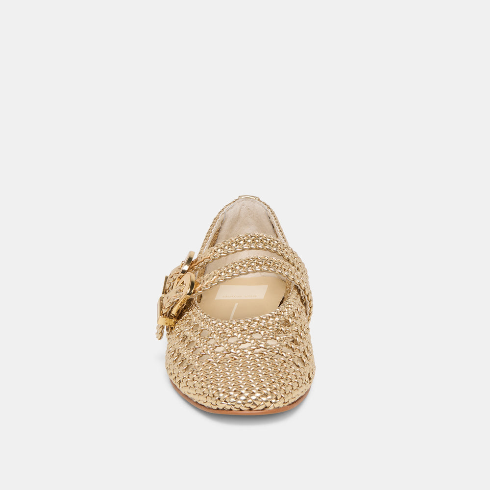 Dolce Vita SHOES | Baylee Gold Woven Stella Ballet Flats