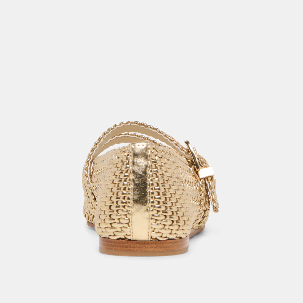 Dolce Vita SHOES | Baylee Gold Woven Stella Ballet Flats