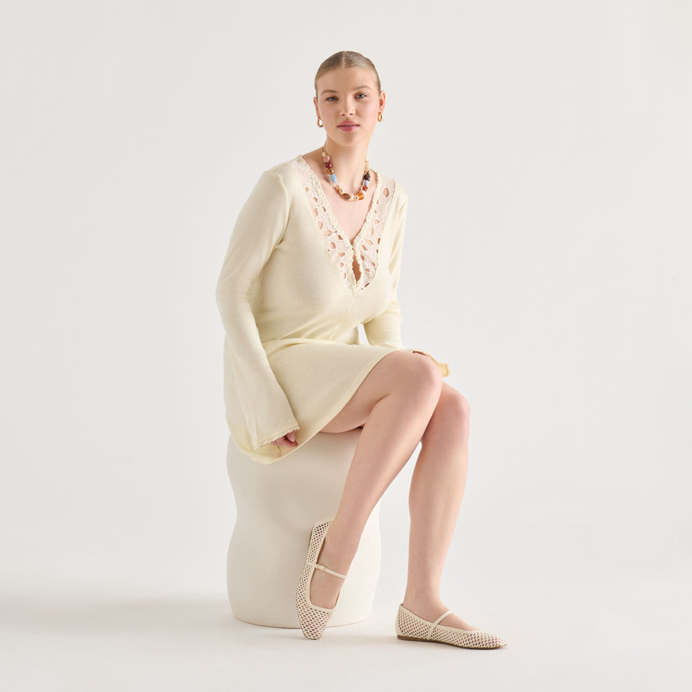 Dolce Vita SHOES | Reyes White Woven Raffia Ballet Flats
