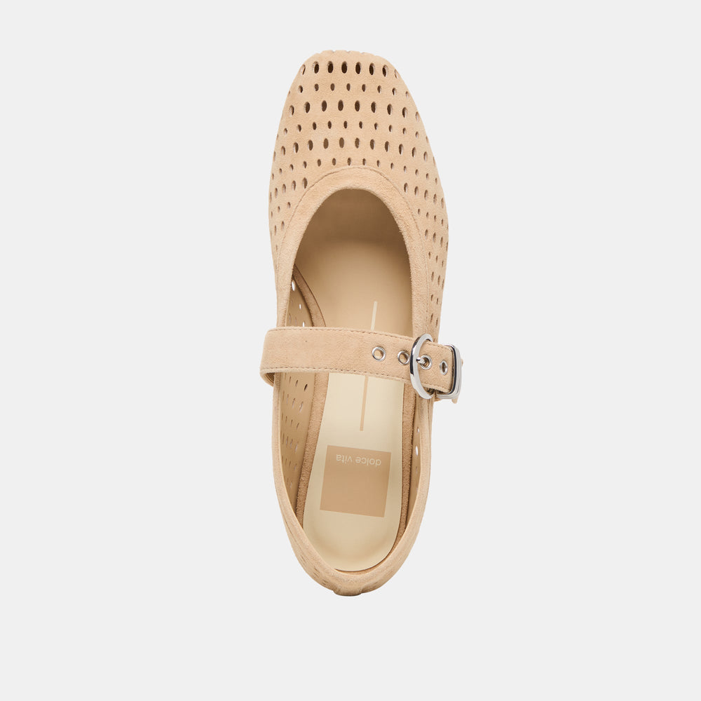 Dolce Vita SHOES | Mikel Camel Perforated Suede Ballet Flats