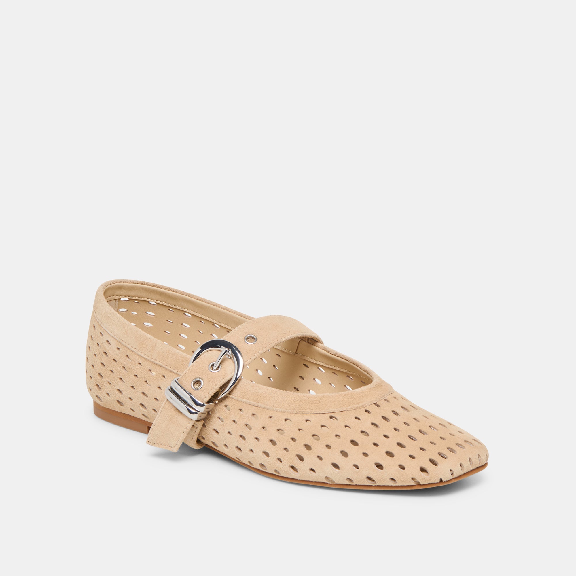 Dolce Vita SHOES | Mikel Camel Perforated Suede Ballet Flats
