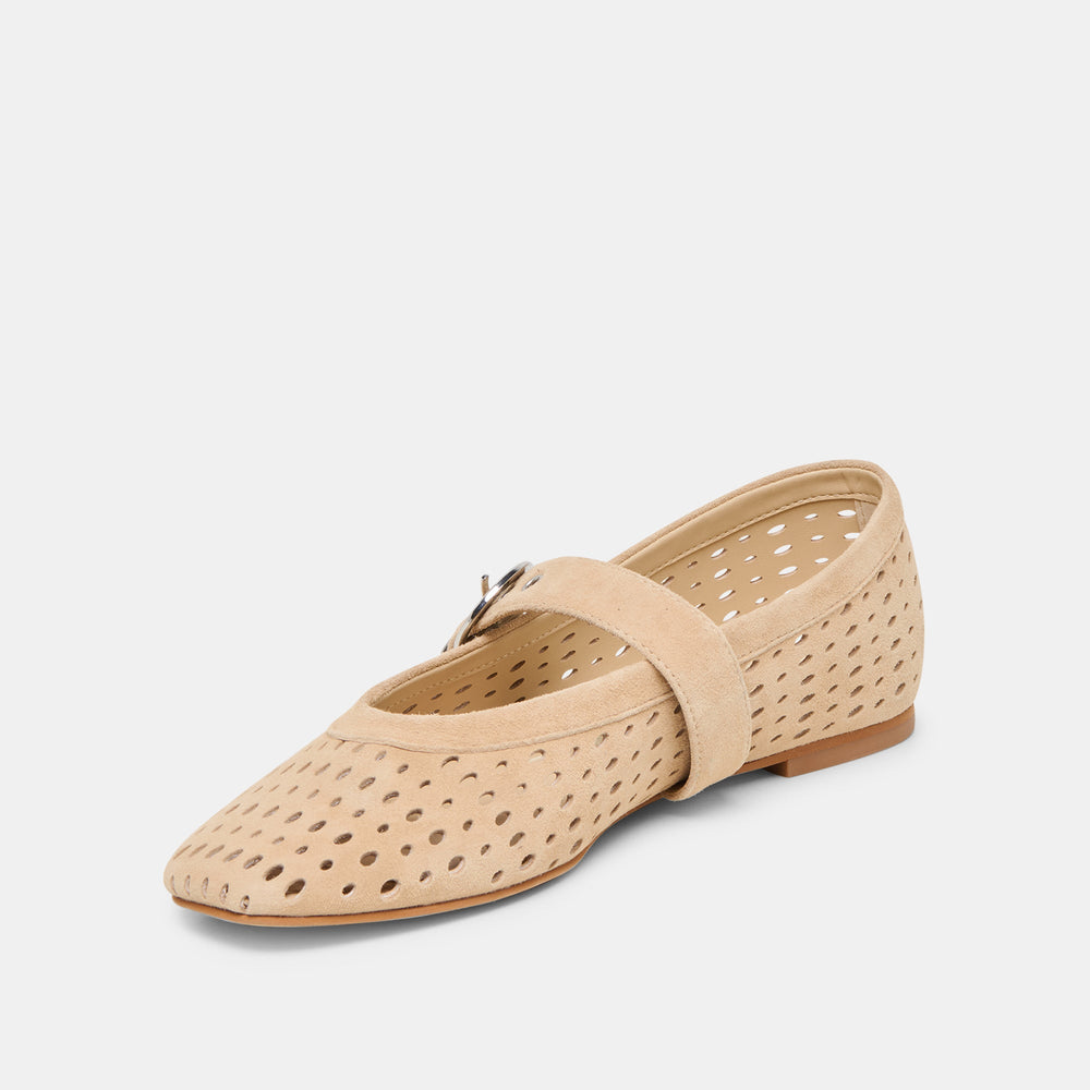 Dolce Vita SHOES | Mikel Camel Perforated Suede Ballet Flats