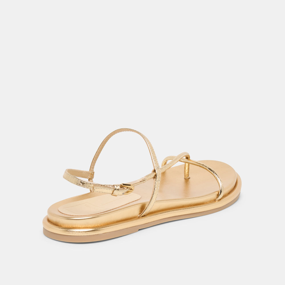 Dolce Vita SHOES | Dom Gold Distressed Leather Sandals