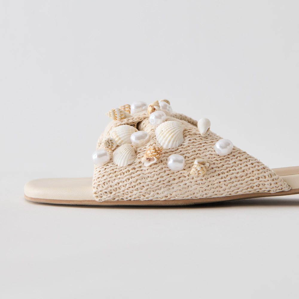 Dolce Vita SHOES | Lizza Oatmeal Beaded Raffia Sandals