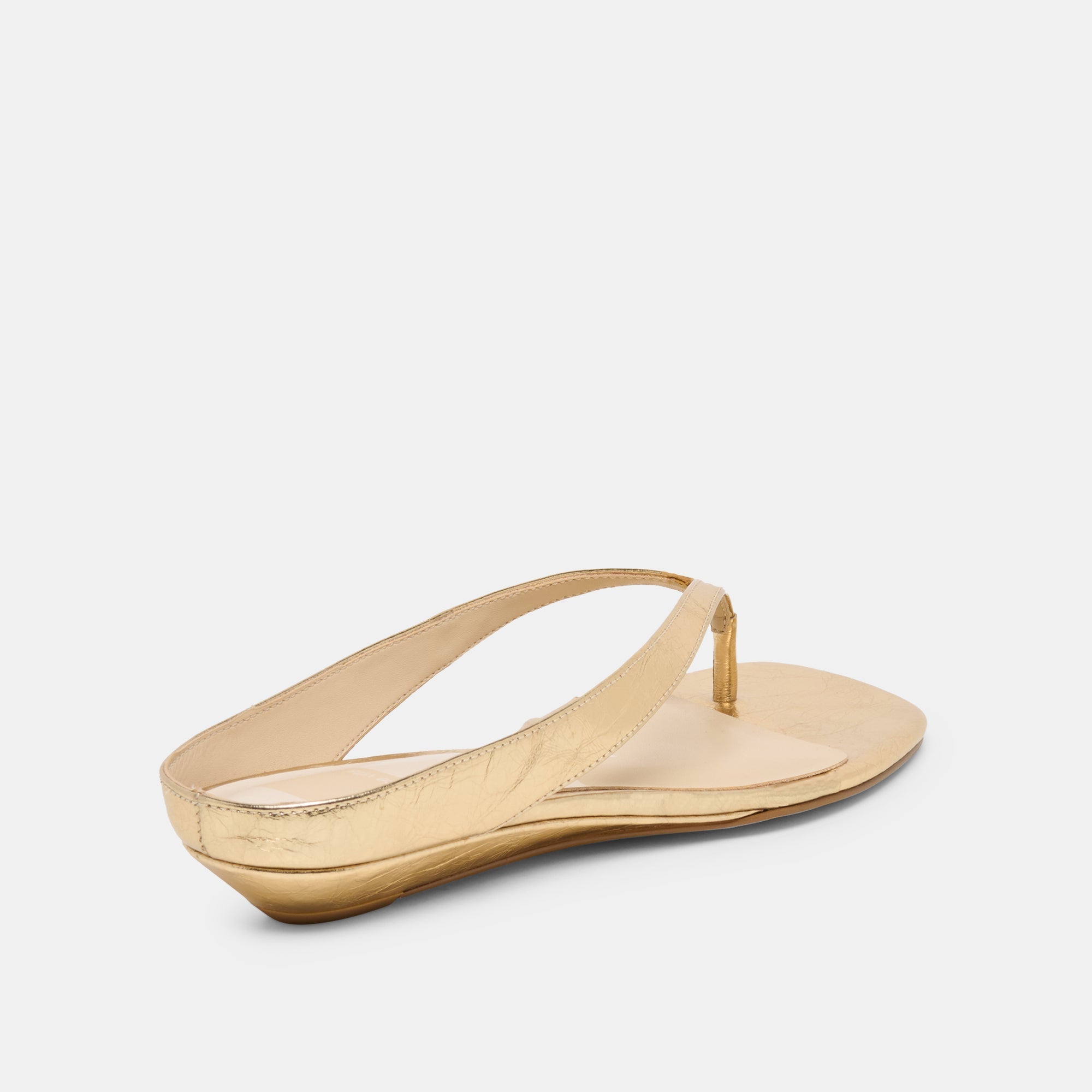 Dolce Vita SHOES | GIZEL Gold Crinkle Patent Thong Square-Toe Sandals