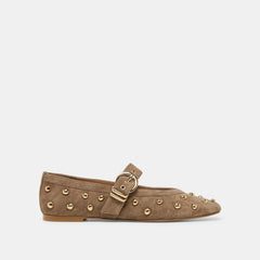 Dolce Vita SHOES | Mikel Stud Olive Suede Ballet Flats