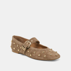 Dolce Vita SHOES | Mikel Stud Olive Suede Ballet Flats