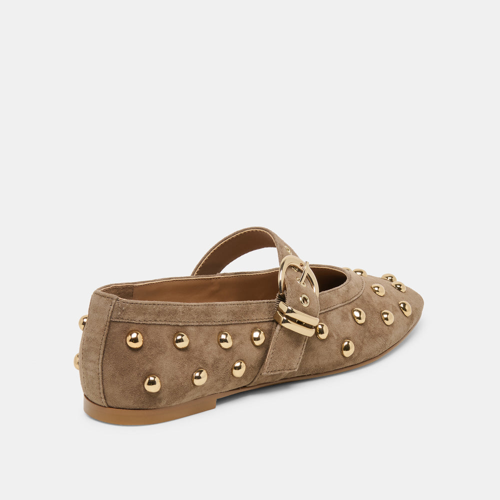 Dolce Vita SHOES | Mikel Stud Olive Suede Ballet Flats