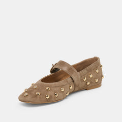 Dolce Vita SHOES | Mikel Stud Olive Suede Ballet Flats