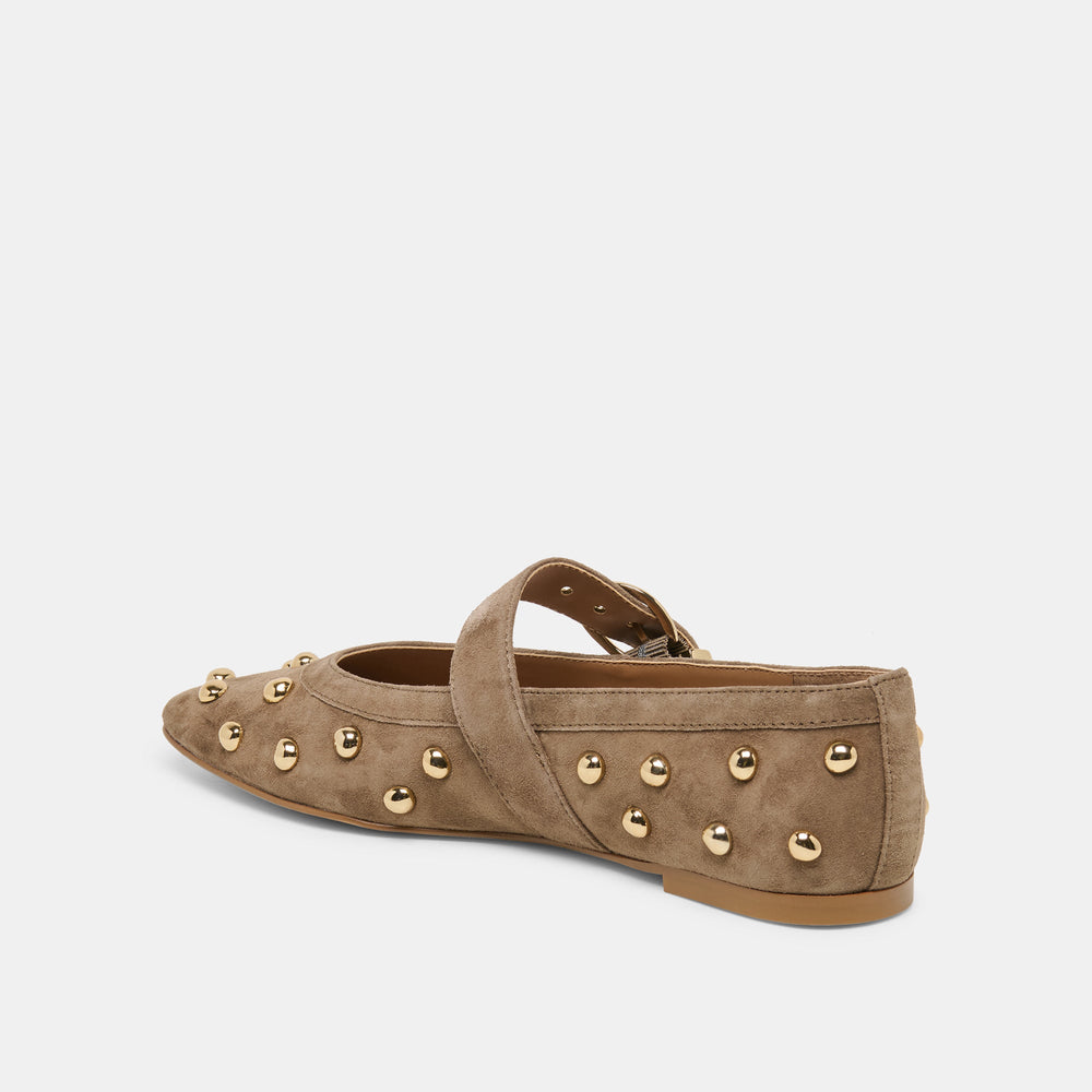 Dolce Vita SHOES | Mikel Stud Olive Suede Ballet Flats