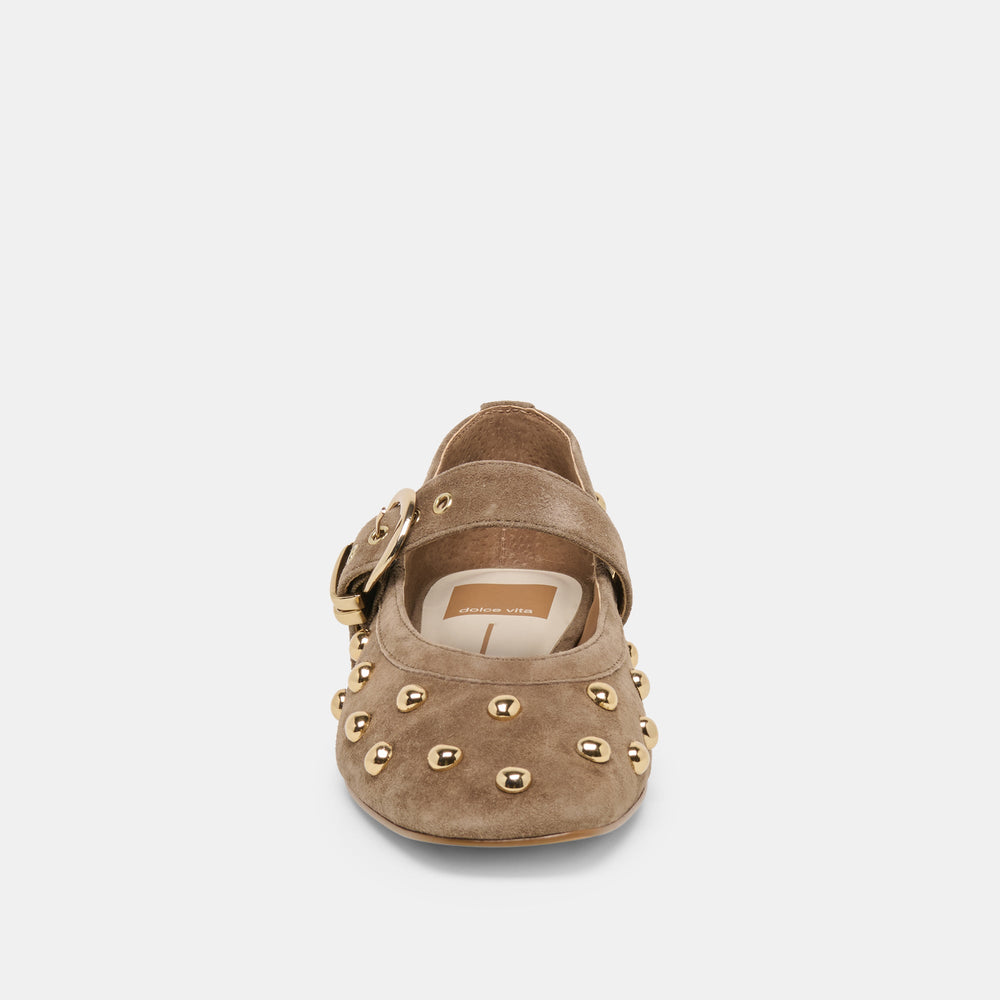 Dolce Vita SHOES | Mikel Stud Olive Suede Ballet Flats