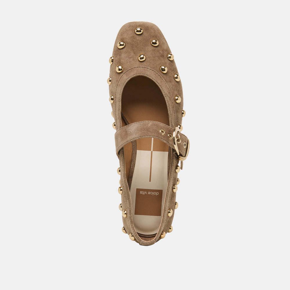 Dolce Vita SHOES | Mikel Stud Olive Suede Ballet Flats