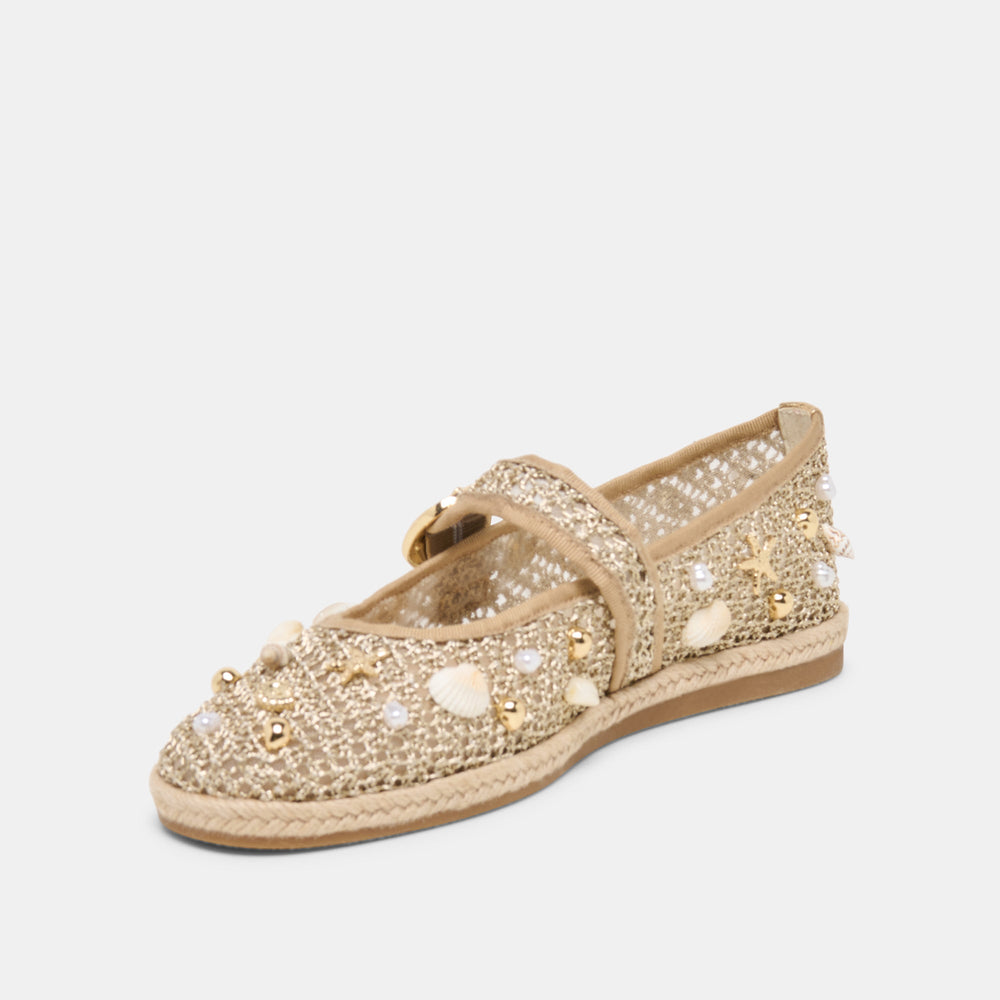 Dolce Vita SHOES | Ralph Gold Beaded Raffia Ballet Flats