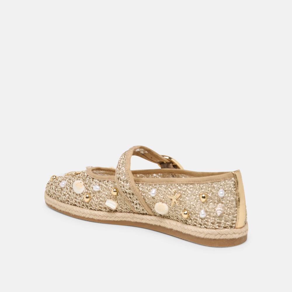 Dolce Vita SHOES | Ralph Gold Beaded Raffia Ballet Flats