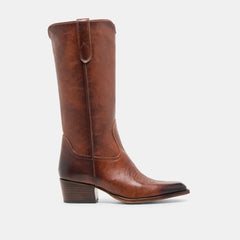 Dolce Vita SHOES | VIGLA Chestnut Leather Pointed-Toe Western Boots