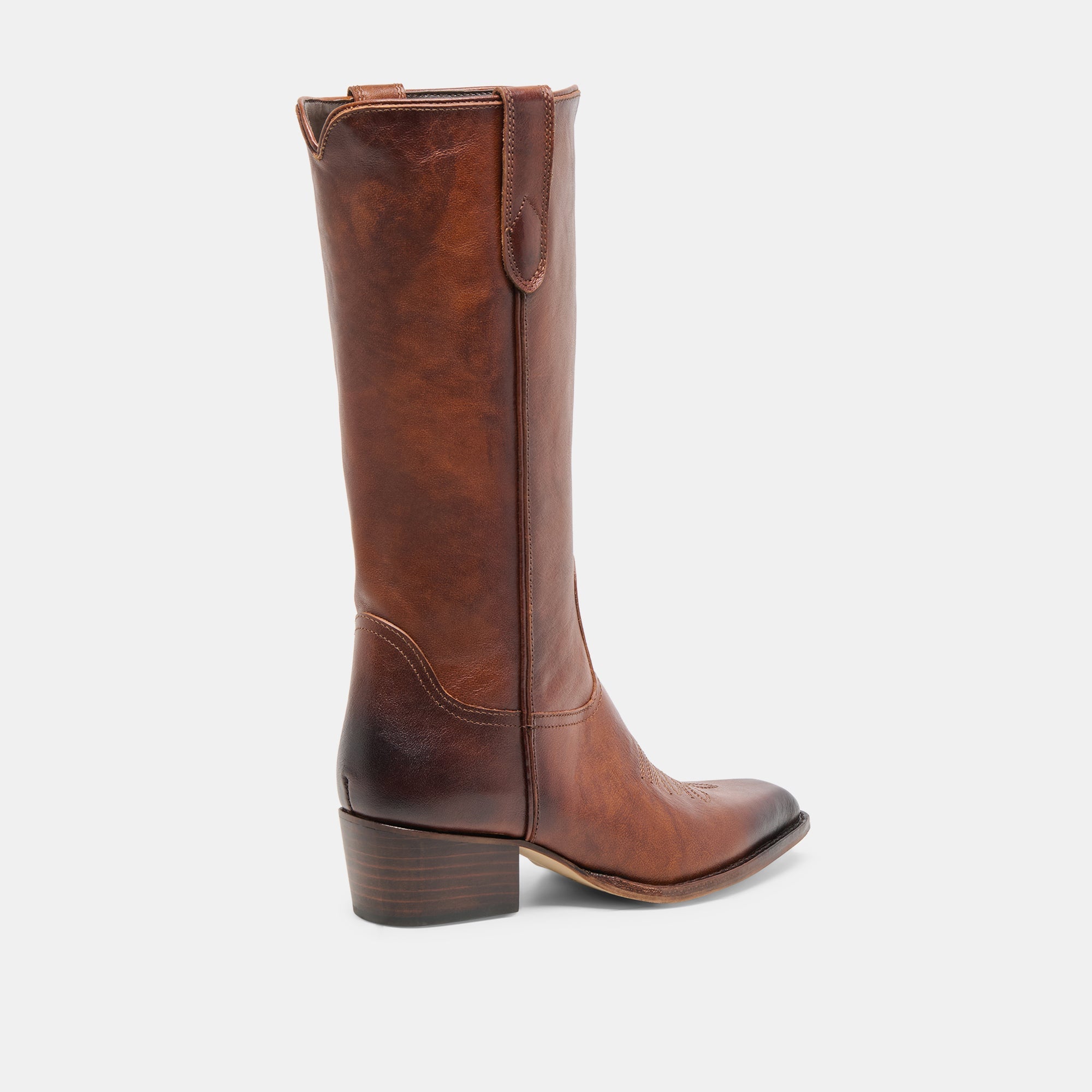 Dolce Vita SHOES | VIGLA Chestnut Leather Pointed-Toe Western Boots