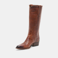 Dolce Vita SHOES | VIGLA Chestnut Leather Pointed-Toe Western Boots