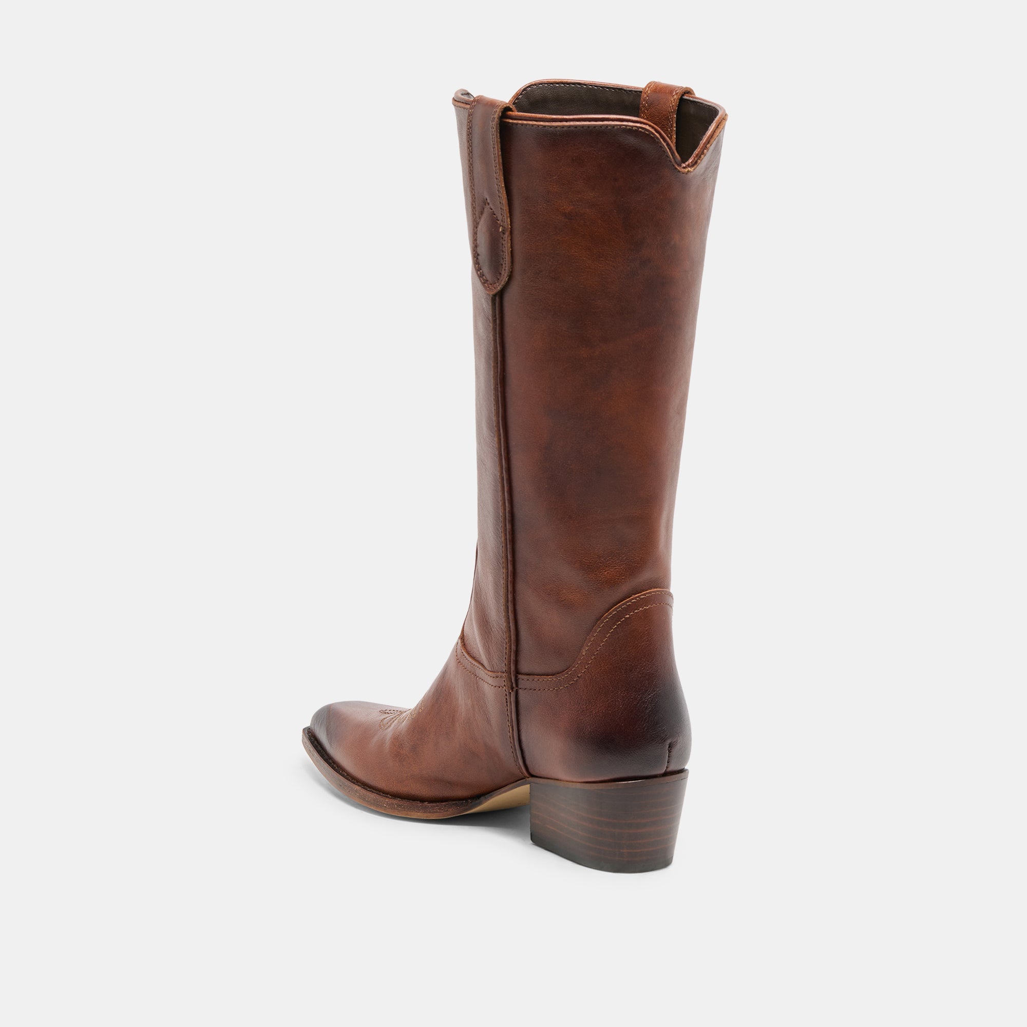 Dolce Vita SHOES | VIGLA Chestnut Leather Pointed-Toe Western Boots