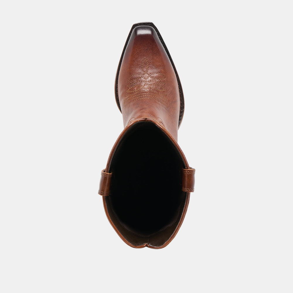 Dolce Vita SHOES | VIGLA Chestnut Leather Pointed-Toe Western Boots