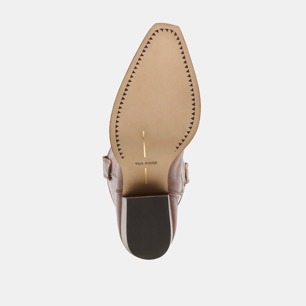 Dolce Vita SHOES | VIGLA Chestnut Leather Pointed-Toe Western Boots