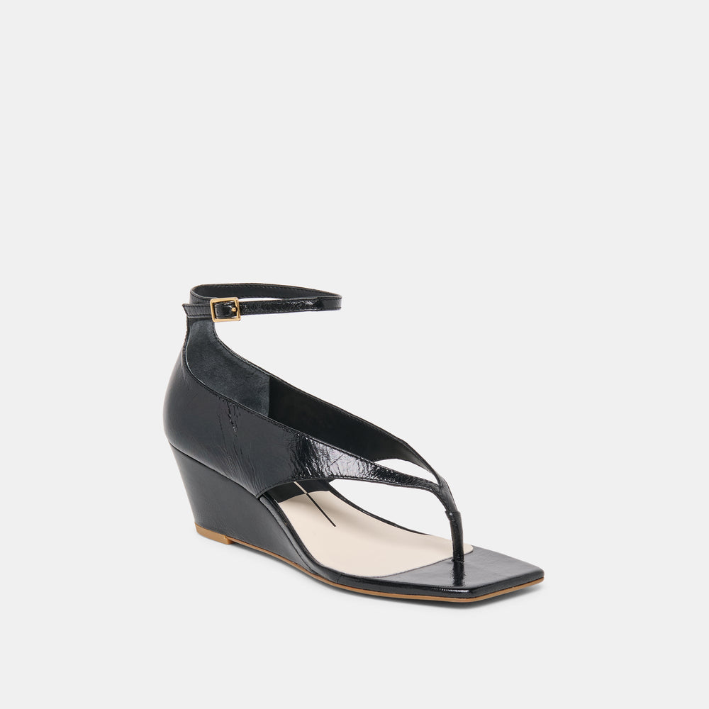 Dolce Vita SHOES | Quinny Black Leather Wedges