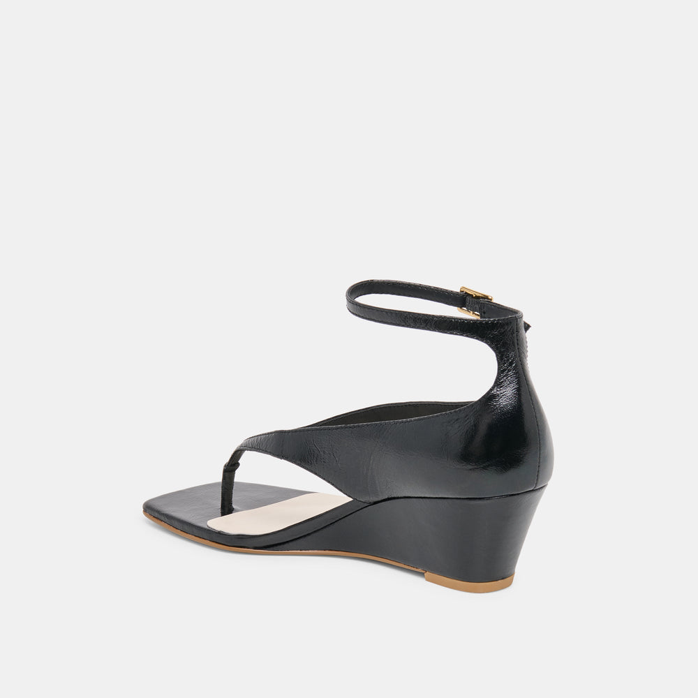 Dolce Vita SHOES | Quinny Black Leather Wedges