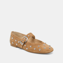 Dolce Vita SHOES | Mikel Stud Lt Brown Suede Ballet Flats