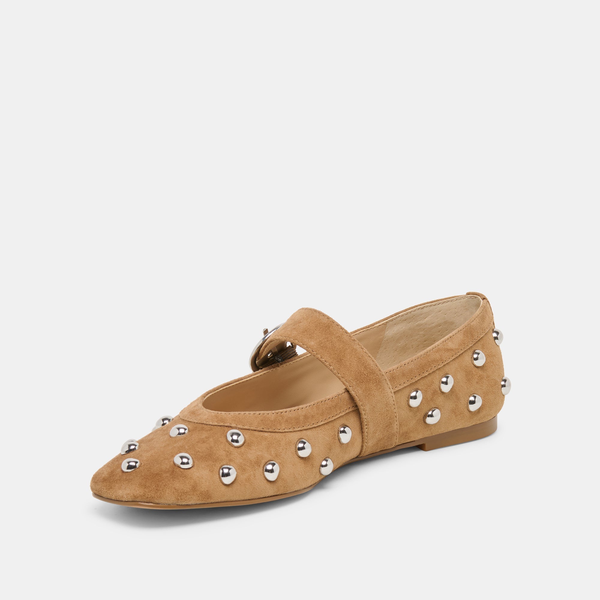 Dolce Vita SHOES | Mikel Stud Lt Brown Suede Ballet Flats