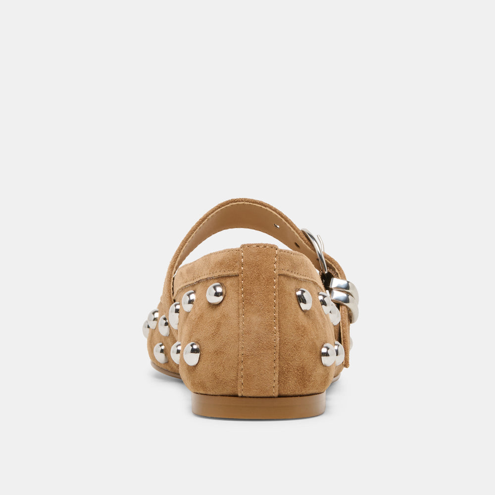 Dolce Vita SHOES | Mikel Stud Lt Brown Suede Ballet Flats