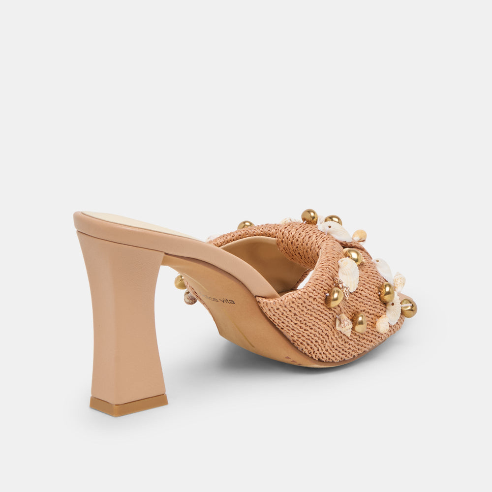 Dolce Vita SHOES | Tylah Toffee Beaded Raffia Heels