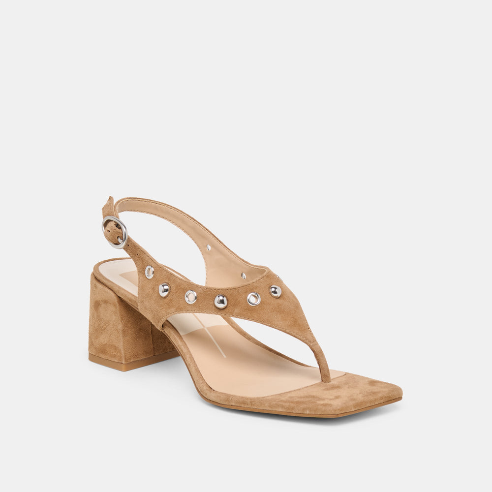Dolce Vita SHOES | Yves Stud Lt Brown Suede Heels
