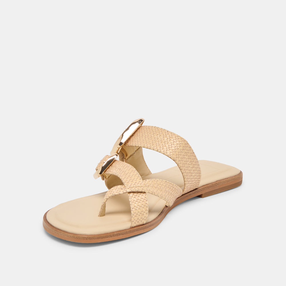 Dolce Vita SHOES | SHORE Sand Raffia Flip-Flop Buckled Sandals