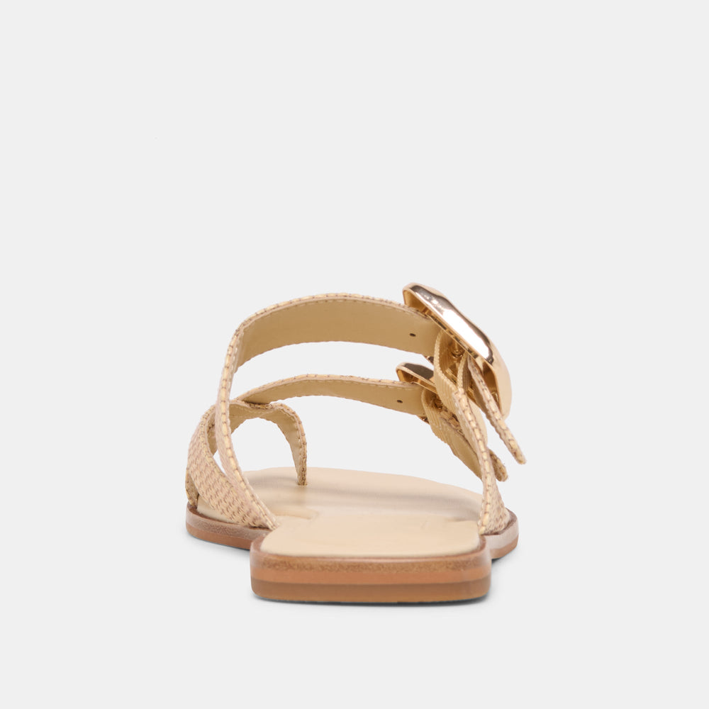 Dolce Vita SHOES | SHORE Sand Raffia Flip-Flop Buckled Sandals