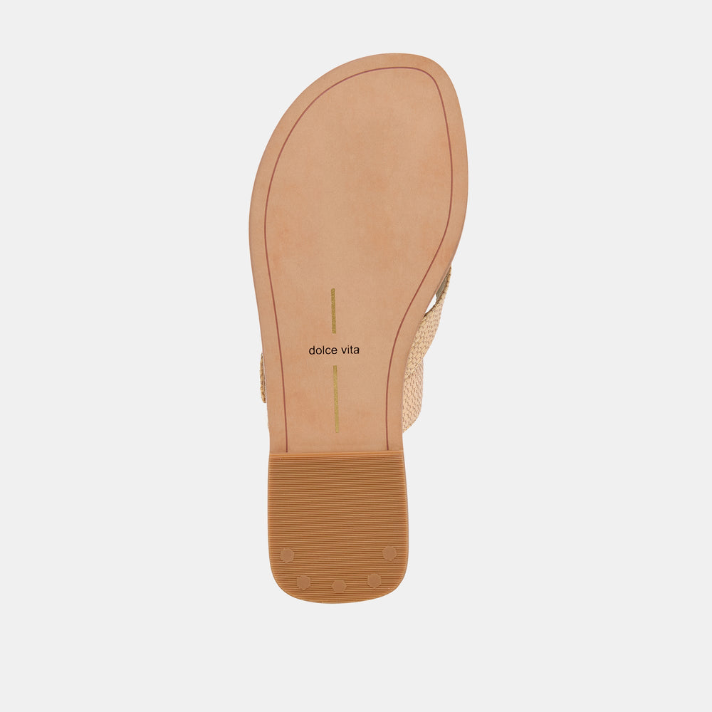 Dolce Vita SHOES | SHORE Sand Raffia Flip-Flop Buckled Sandals