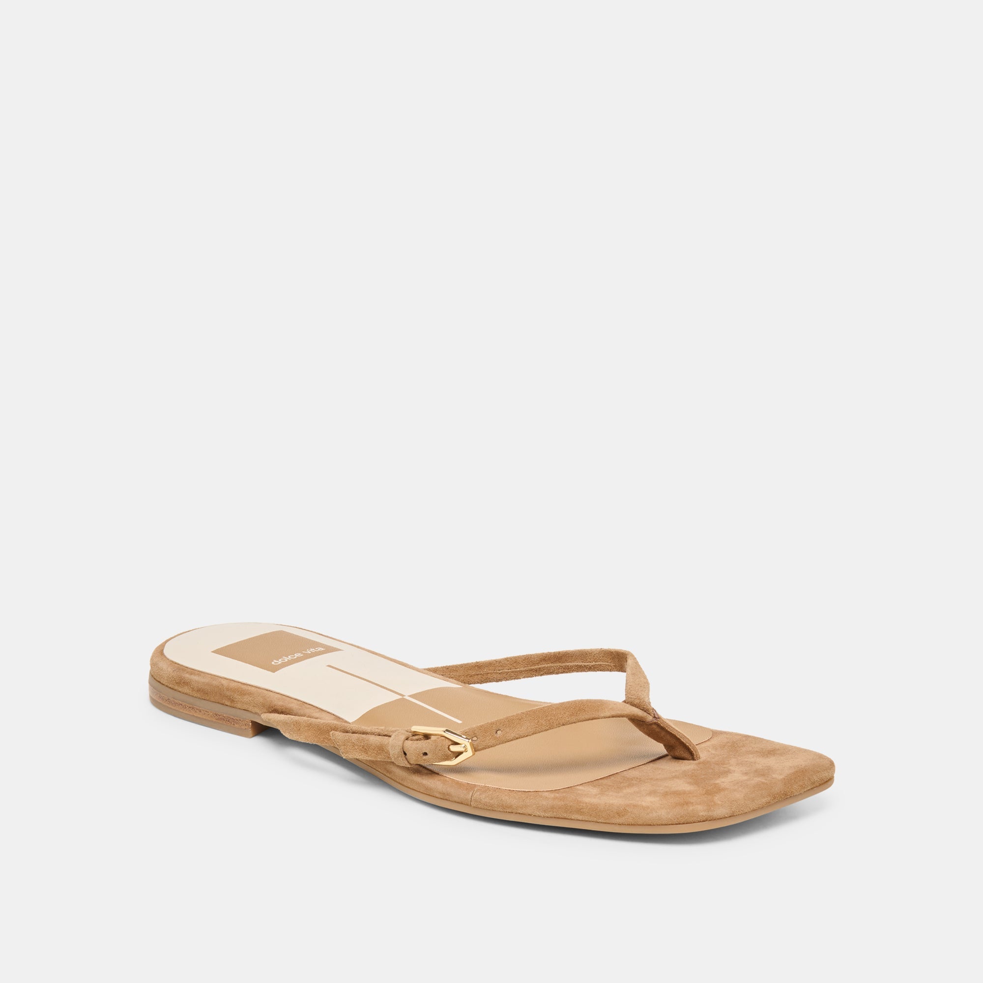 Dolce Vita SHOES | MALTA Lt Brown Suede Buckle Flip-Flop Sandals