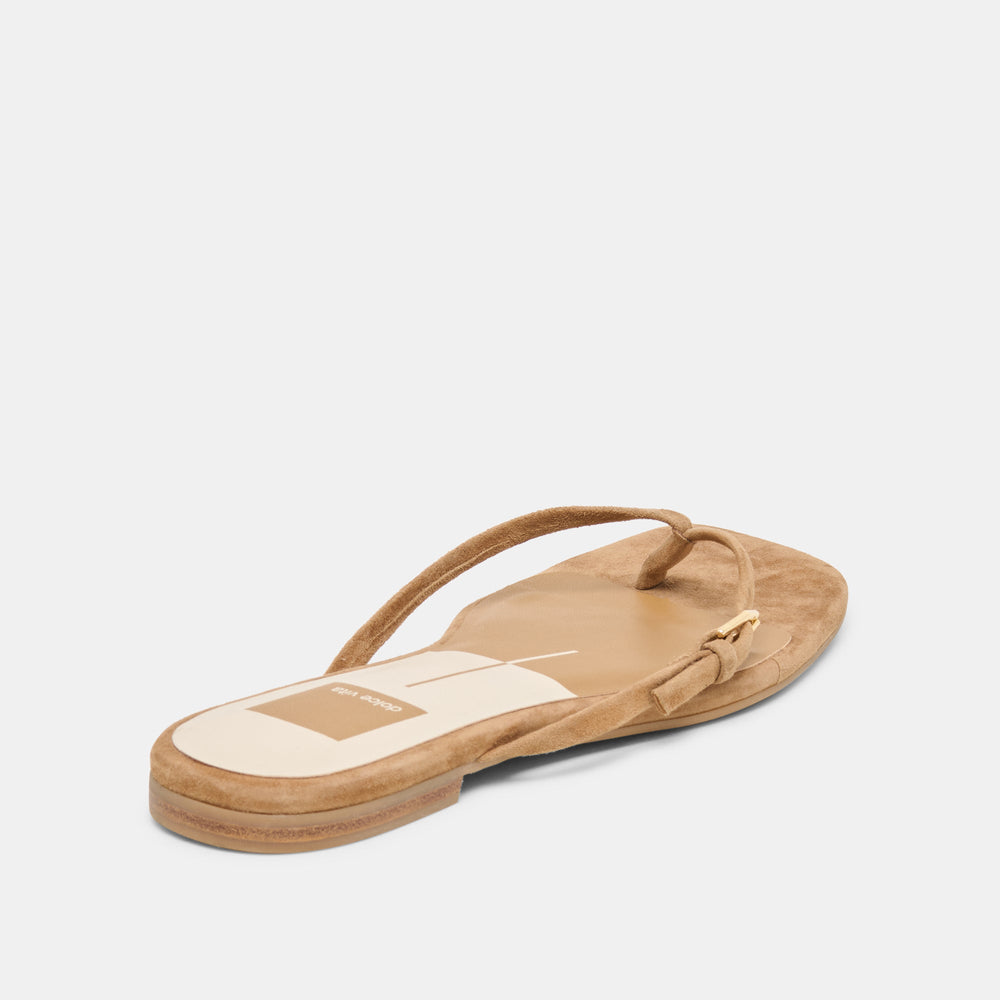 Dolce Vita SHOES | MALTA Lt Brown Suede Buckle Flip-Flop Sandals
