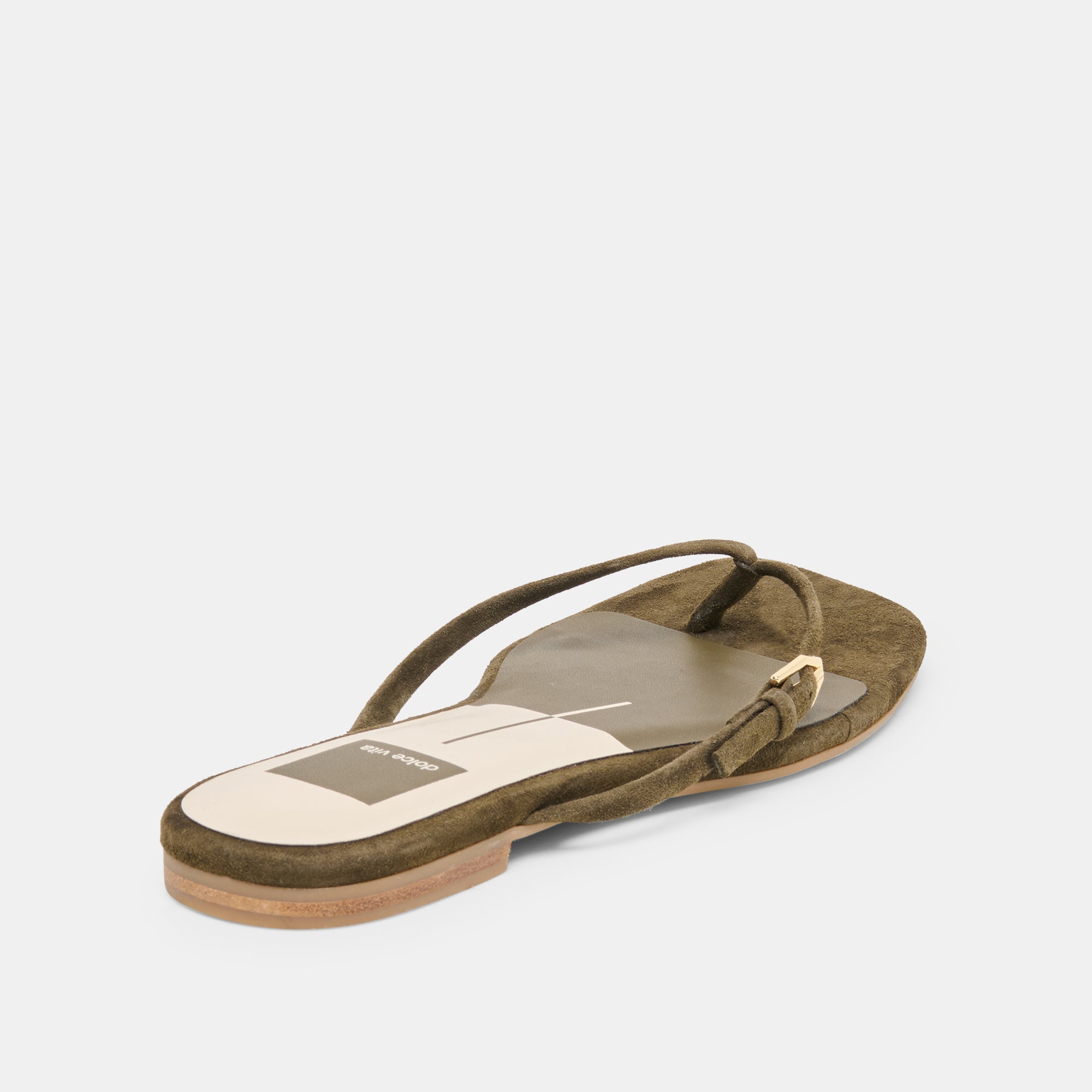 Dolce Vita SHOES | MALTA Dk Olive Suede Buckle Flip-Flop Sandals