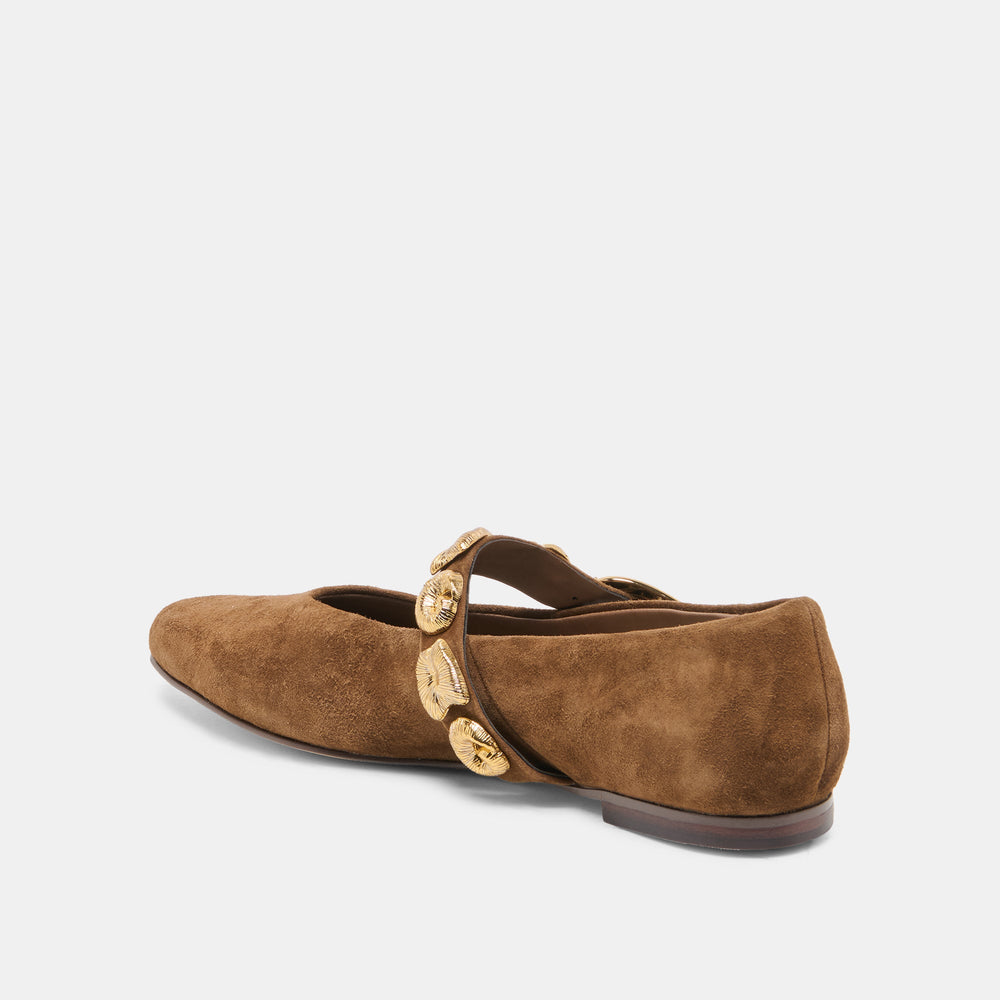 Dolce Vita SHOES | LOREE Chesnut Suede Mary-Jane Metal Detail Ballet Flats
