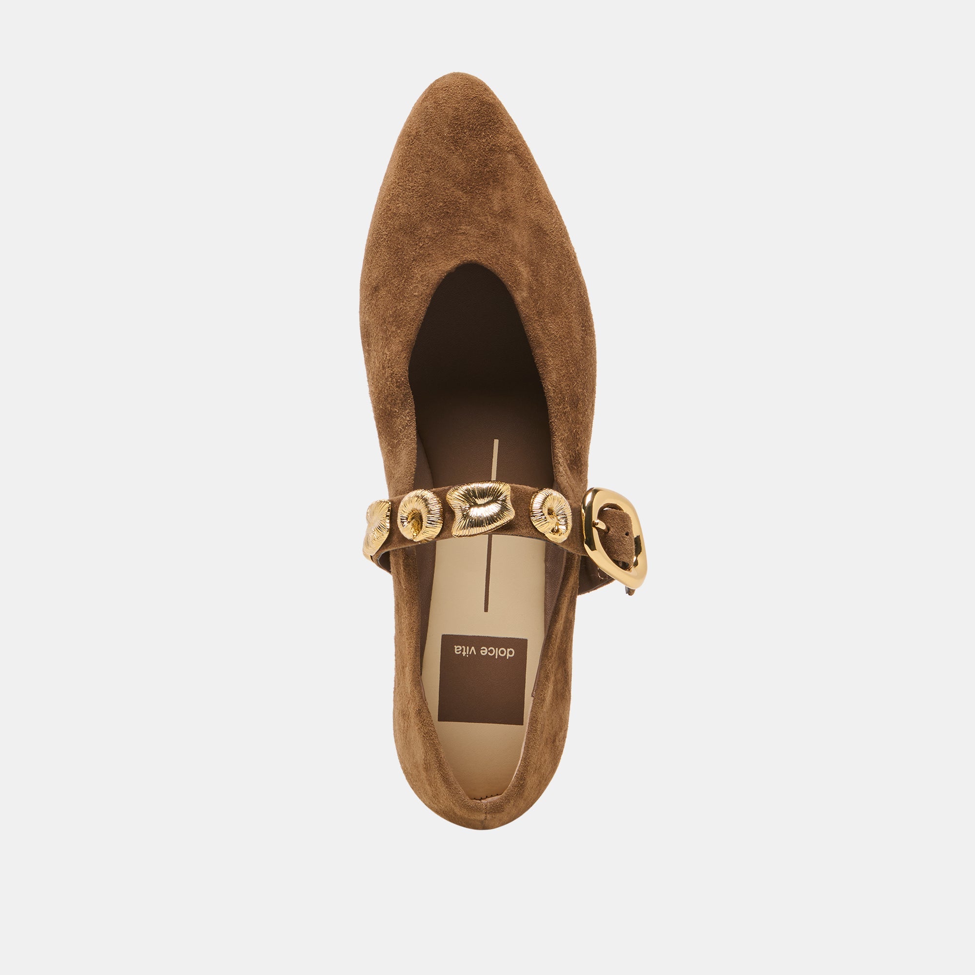 Dolce Vita SHOES | LOREE Chesnut Suede Mary-Jane Metal Detail Ballet Flats