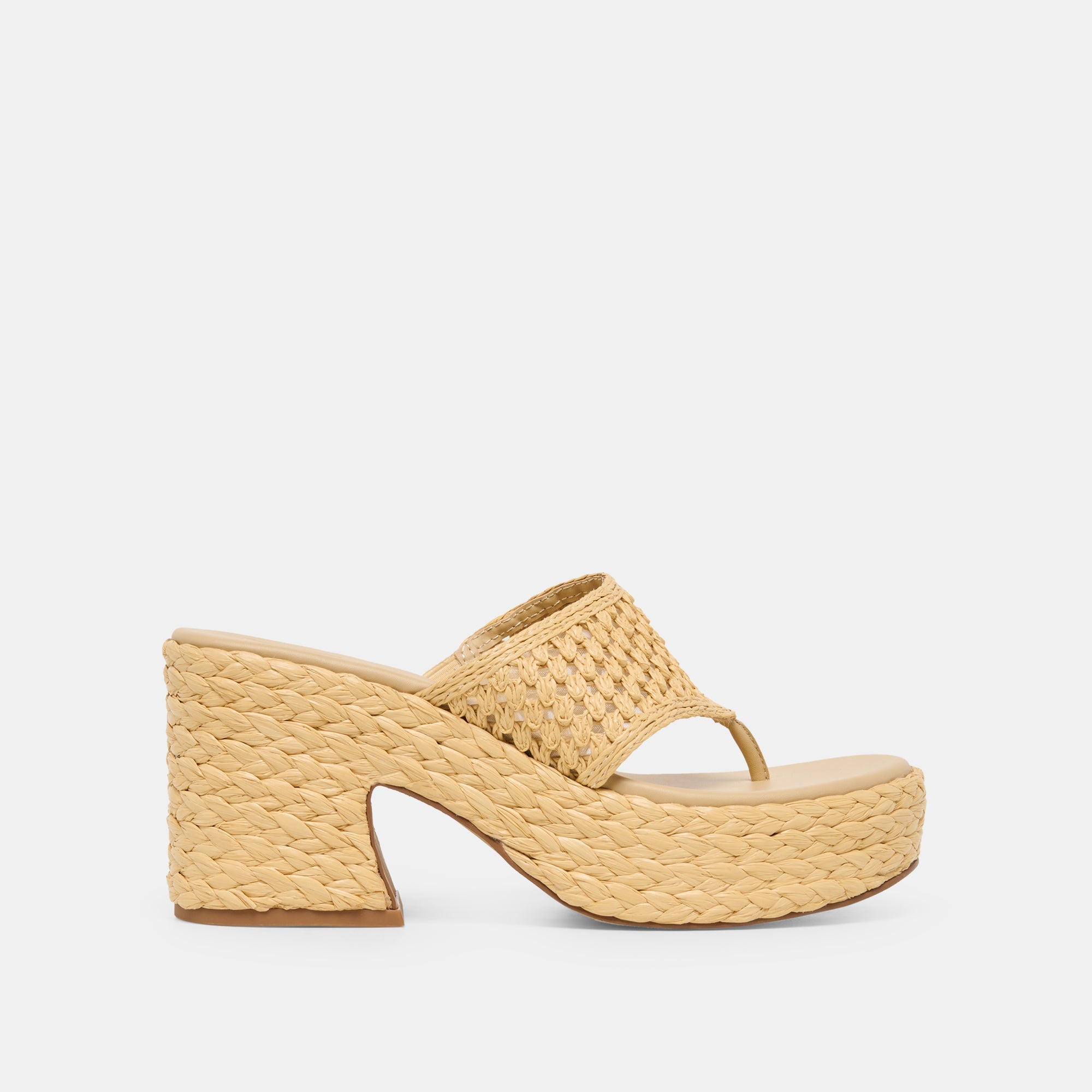 Dolce Vita SHOES | RIPPLE Lt Natural Raffia Platform Thong Block Heel