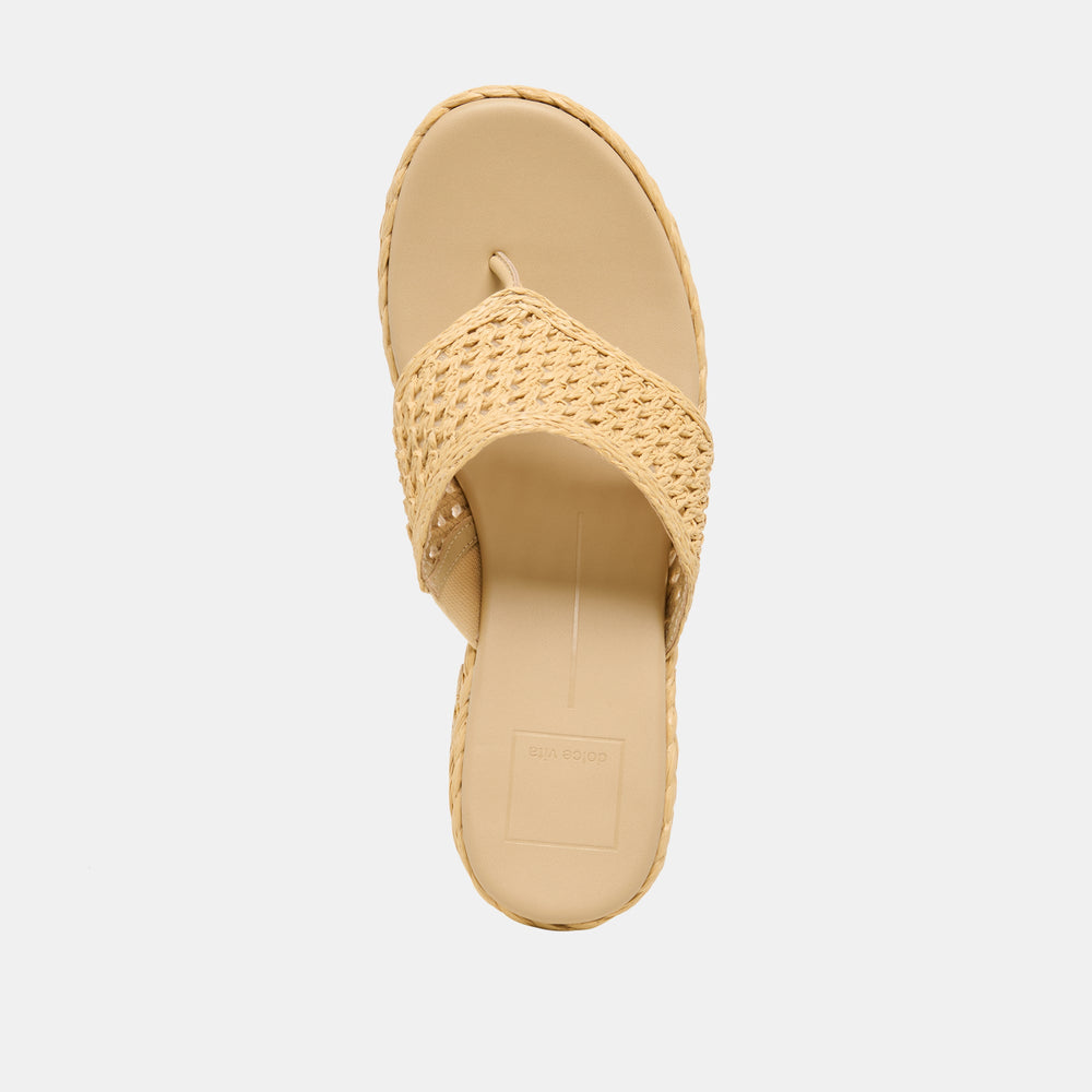 Dolce Vita SHOES | RIPPLE Lt Natural Raffia Platform Thong Block Heel