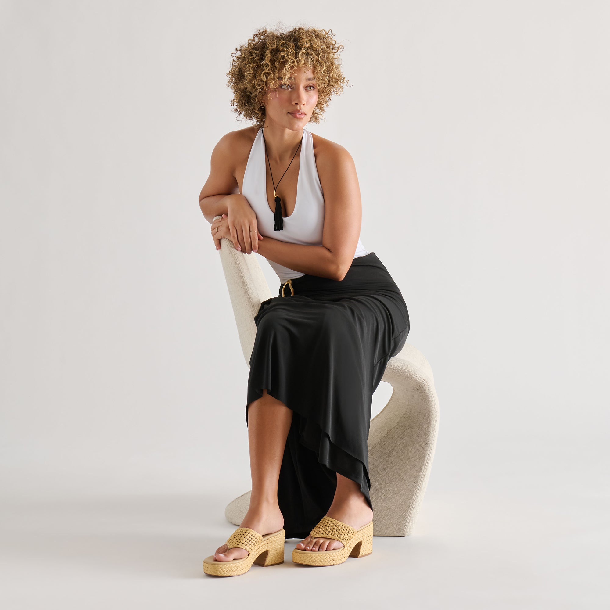 Dolce Vita SHOES | RIPPLE Lt Natural Raffia Platform Thong Block Heel